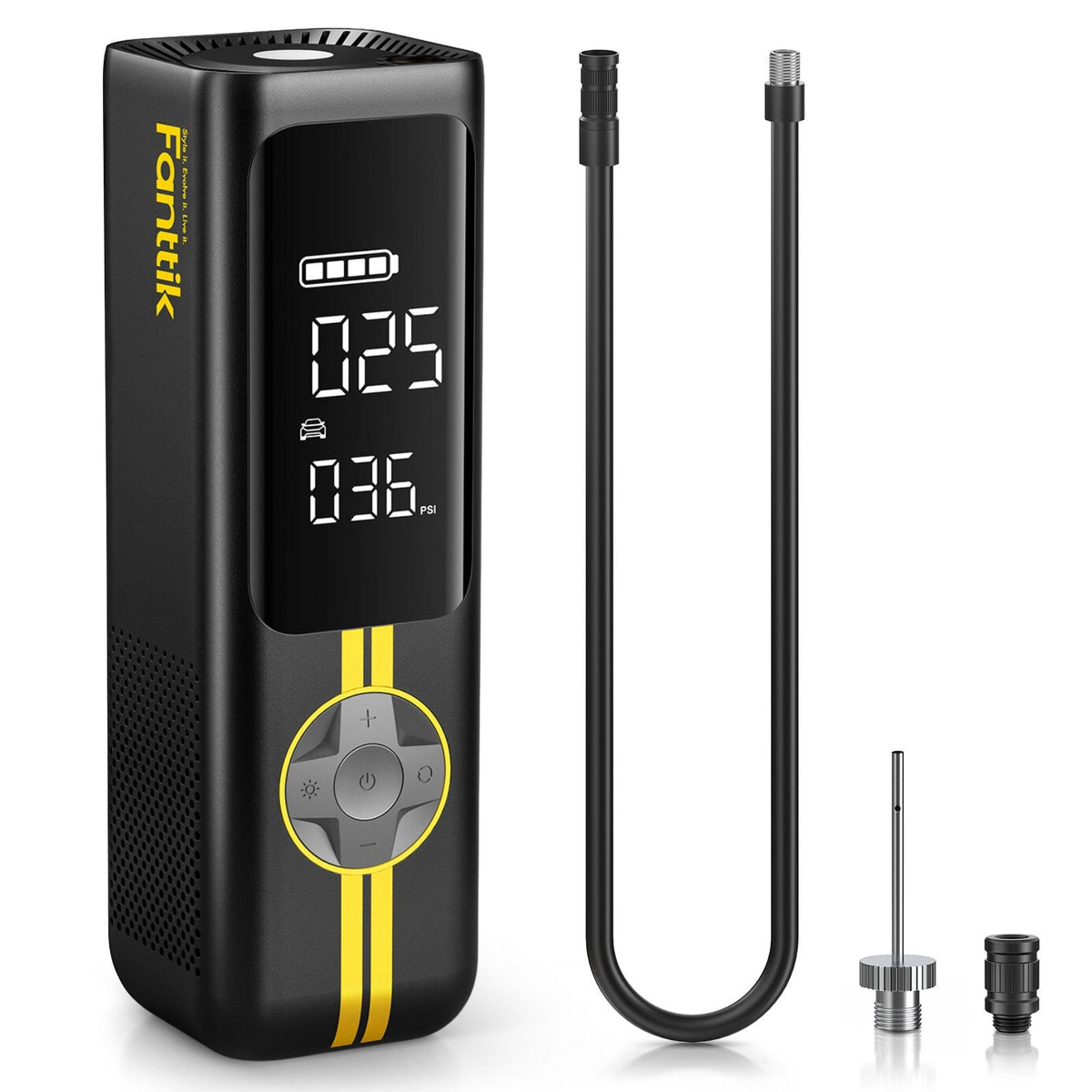 Fanttik X8 APEX Tragbare Elektronische Luftpumpe 12V mit 7800mAh, 10,3BAR / 150PSI Elektrischer Kompressor 2X Schneller, Dualer Bildschirm mit LED, für Auto, E-Bike, Motorrad, Ball