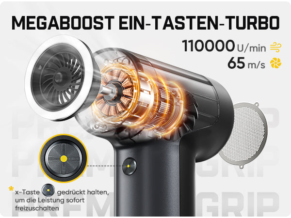 Fanttik B10 Pro Elektrische Staubgebläse, 110.000 U/min bürstenloser Motor, Luftreiniger, 3-Gang einstellbare Mini-Gebläse mit Ein-Knopf-Booster, Air Duster für PC, Tastatur, Elektronik und Werkbank