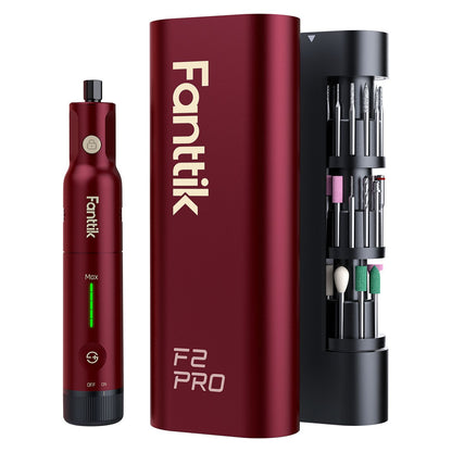 Fanttik F2 PRO Akku Multifunktionswerkzeug, starker Magnetmotor, Revostor-Hub, Rotationswerkzeug Set mit 5 Gang (25000 U/min), zum Schleifen, Polieren, 3D-Druck, Bohren, Schnitzen, Schneiden-Rot