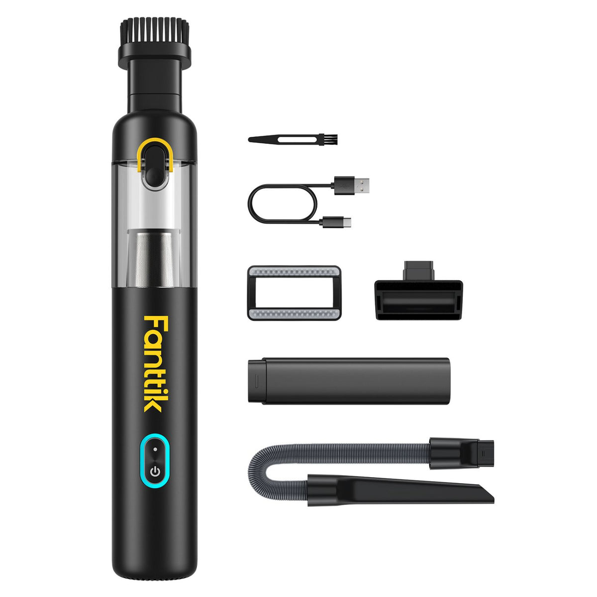 Fanttik Slim V8 Mate Akku-Autostaubsauger mit Hoher Leistung, 12000 Pa/30 AW, RobustClean™ Tragbarer Staubsauger mit flexiblem Schlauch und Haustierbürste für die Innenreinigung von Autos
