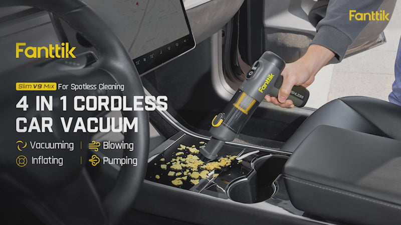 Fanttik Slim V9 Mix Auto-Staubsauger, 4-in-1 kabelloser Handstaubsauger, 12000 PA Hochleistungs-Handstaubsauger Tragbarer Staubsauger für den Innenraum von Autos und zu Hause