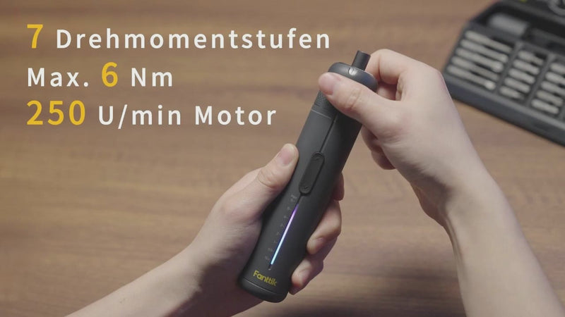 Fanttik S2 Pro 3,7V Elektroschrauber, Akku-Schrauberset, 7 Drehmoment (0,5 bis 6 Nm), 20 magnetische Bits, 1/4-Zoll-Sechskant-Aufnahme mit 90°-Adapter, geeignet für Möbel und Haushaltsreparaturen